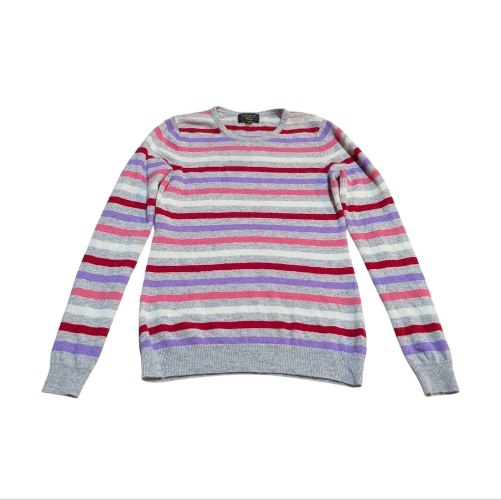 CHARTER CLUB Luxury Striped 100% Cashmere Sweater Small